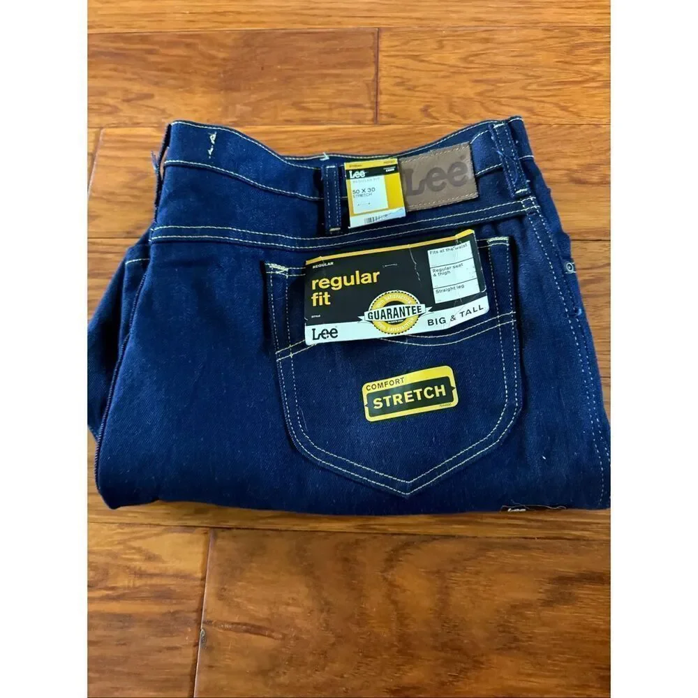 Lee Regular Fit Stretch Jeans – Big & Tall – Dark Wash – Men’s 50x30 (New